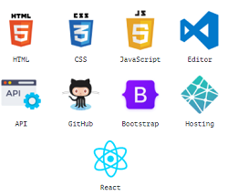 pictures of icons for html, CSS, JavaScript, react